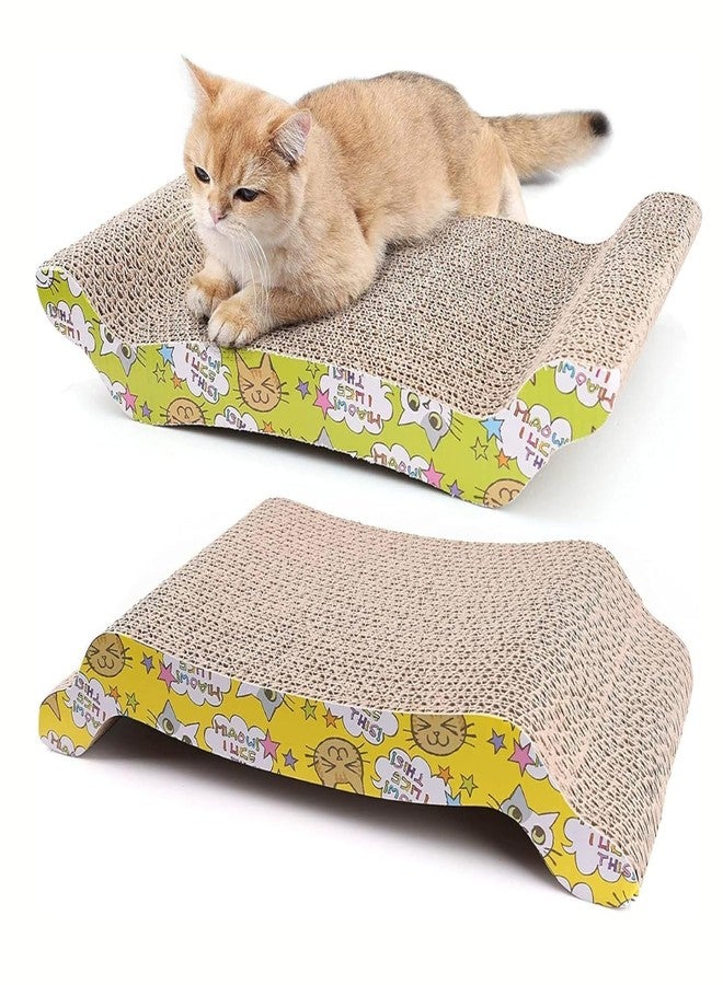 KittuPet لوح خدش للقطط من كيتو بيت، مصنوع من الكرتون، وسادة خدش للقطط المنزلية، لوح خدش للقطط على الأريكة أو السرير، قابل للعكس ومموج (عبوة من قطعتين) - Image 1